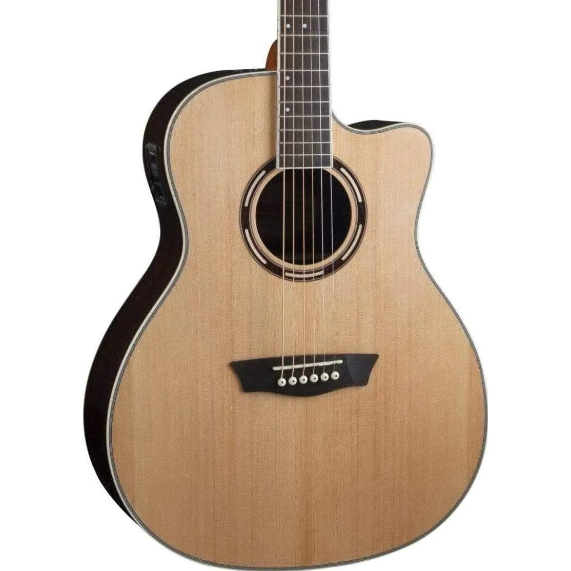 Washburn AG70CE Apprentice Series Grand Auditorium Semi-Acoustic Guitar - Natural - MusicMajlis