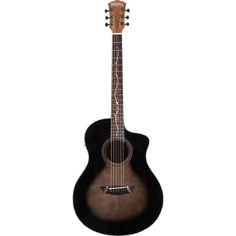 Washburn BTS9VCECH Bella Tona Vite SV9 Semi-Acoustic Guitar - Gloss Charcoal Burst - MusicMajlis