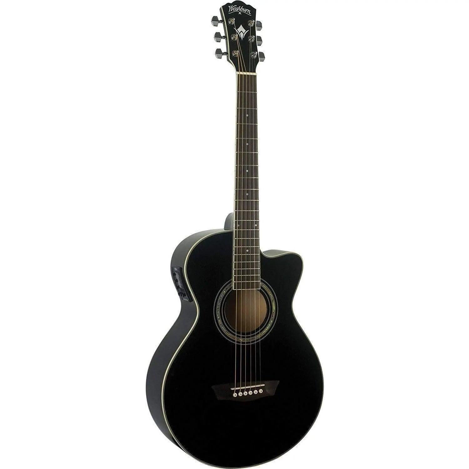 Washburn EA10B Festival Series Semi-Acoustic Guitar - Black - MusicMajlis