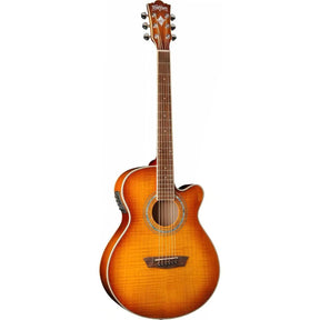 Washburn EA15ITB Mini Jumbo Semi-Acoustic Guitar - Ice Tea Burst - MusicMajlis