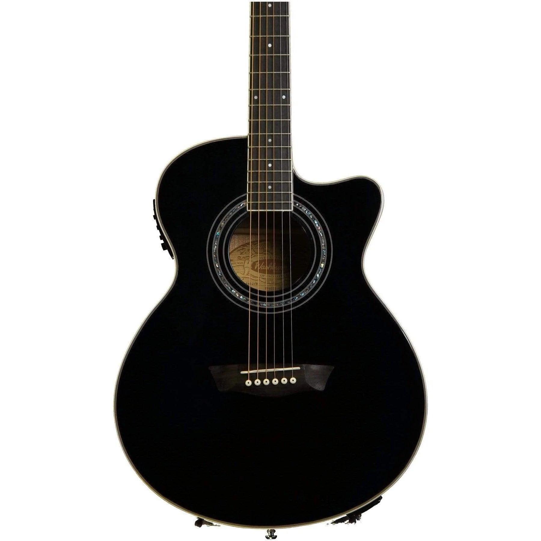 Washburn Festival Series EA12B Semi-Acoustic Guitar - Black - MusicMajlis