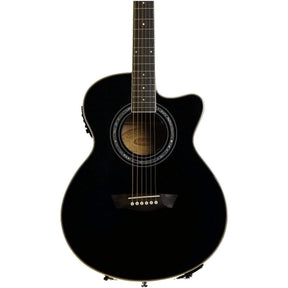 Washburn Festival Series EA12B Semi-Acoustic Guitar - Black - MusicMajlis