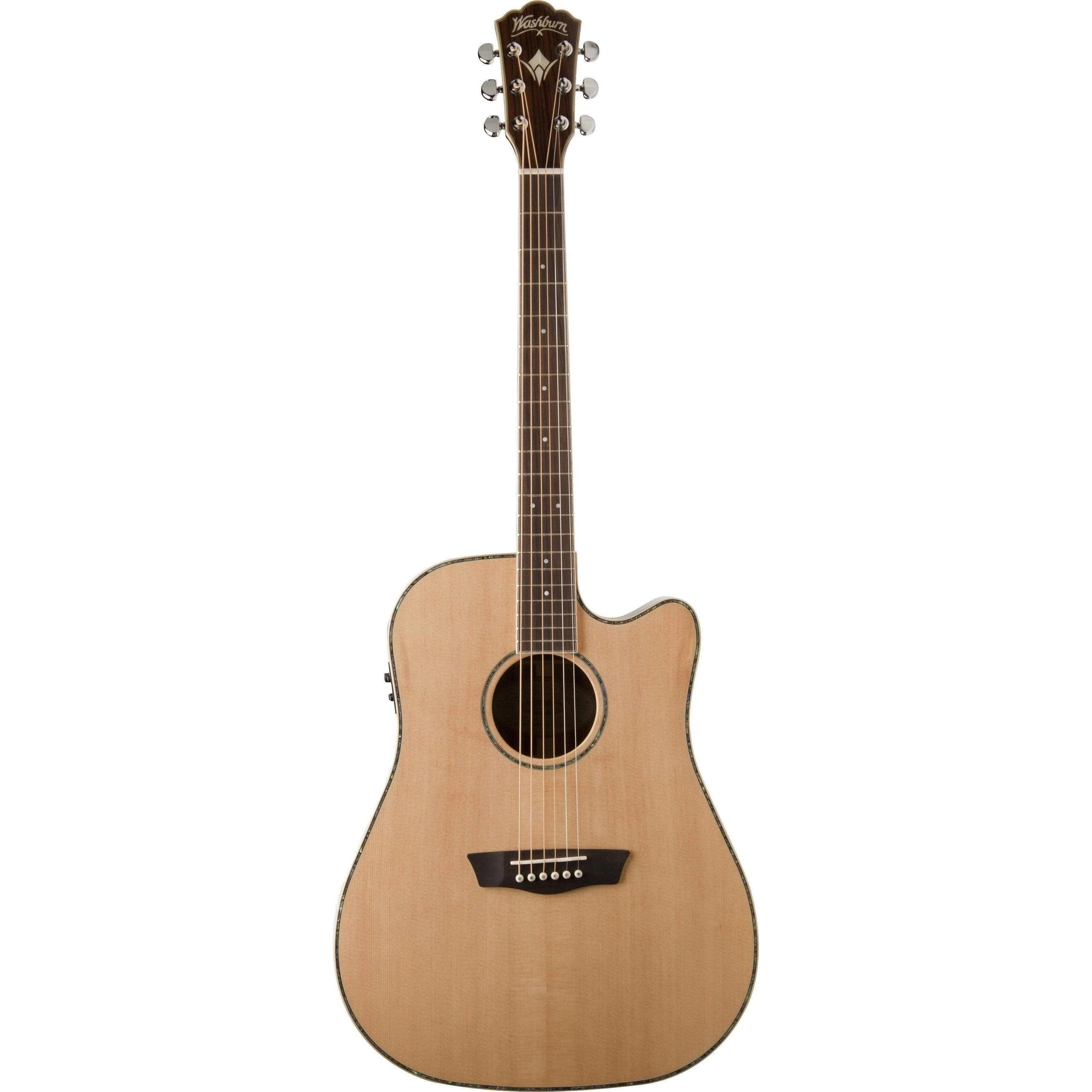 Washburn WD25SCE Dreadnought Semi-Acoustic Guitar - Natural (Discontinued) - MusicMajlis