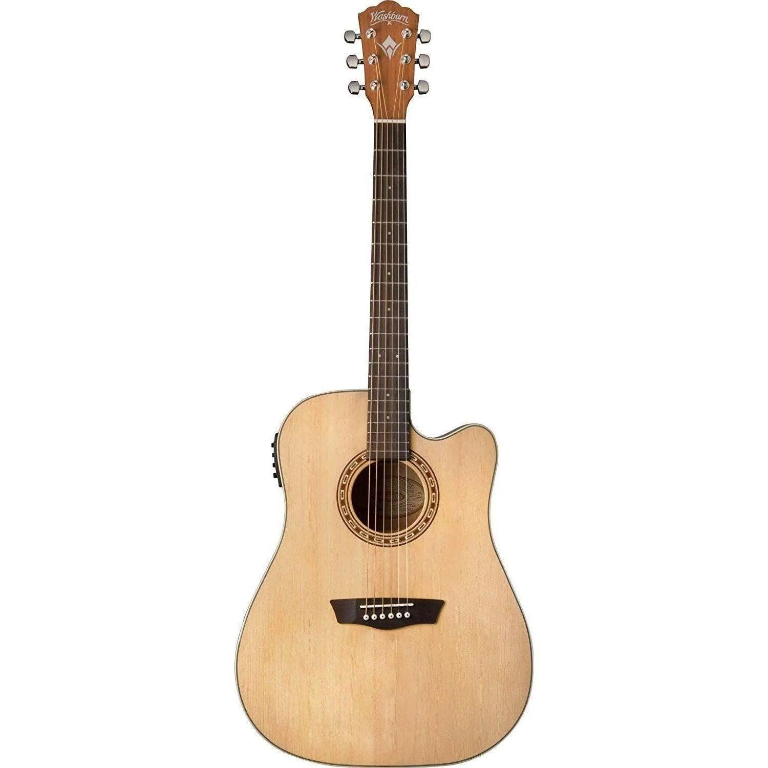 Washburn WD7SCE Semi-Acoustic Guitar - Natural - MusicMajlis