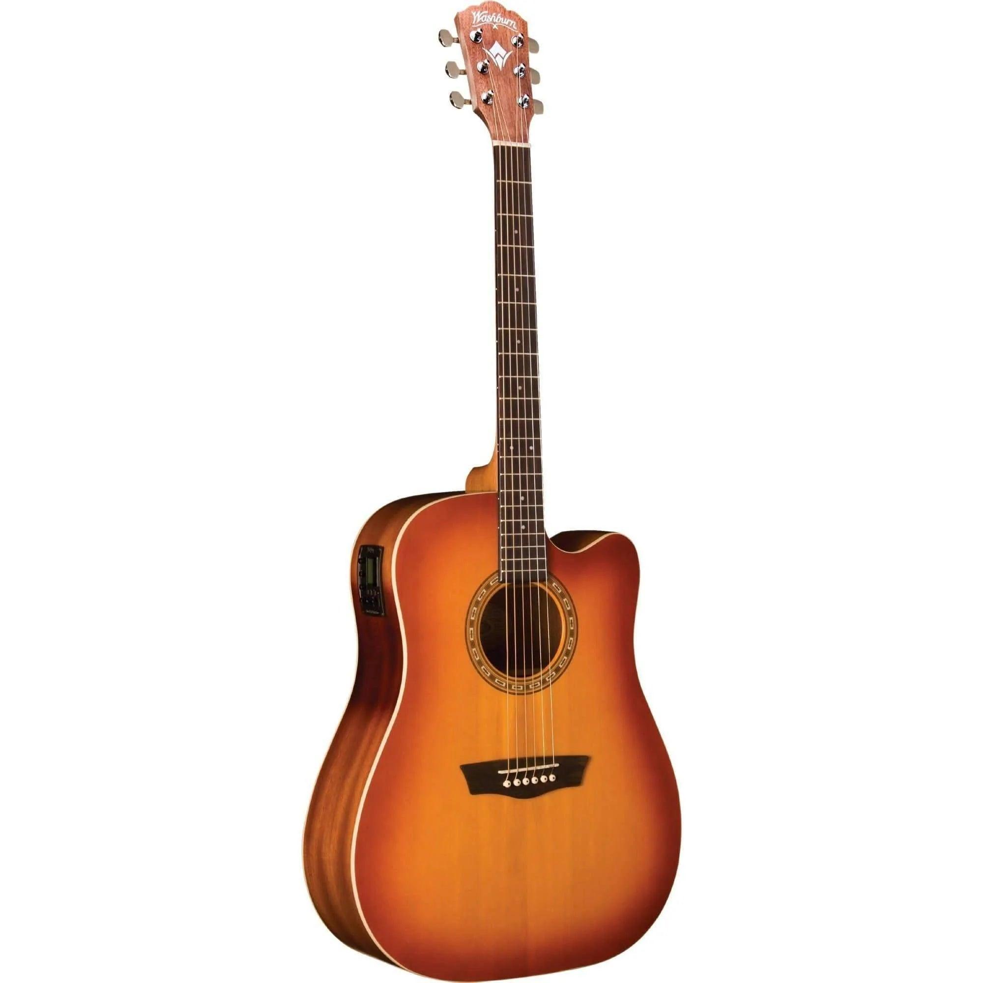 Washburn WD7SCEACSM Semi-Acoustic Guitar - Antique Cherry Sunburst Matte - MusicMajlis