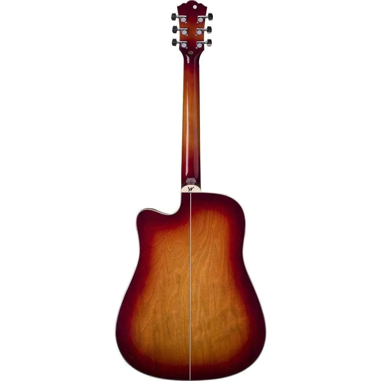 Washburn WD7SCEACSM Semi-Acoustic Guitar - Antique Cherry Sunburst Matte - MusicMajlis