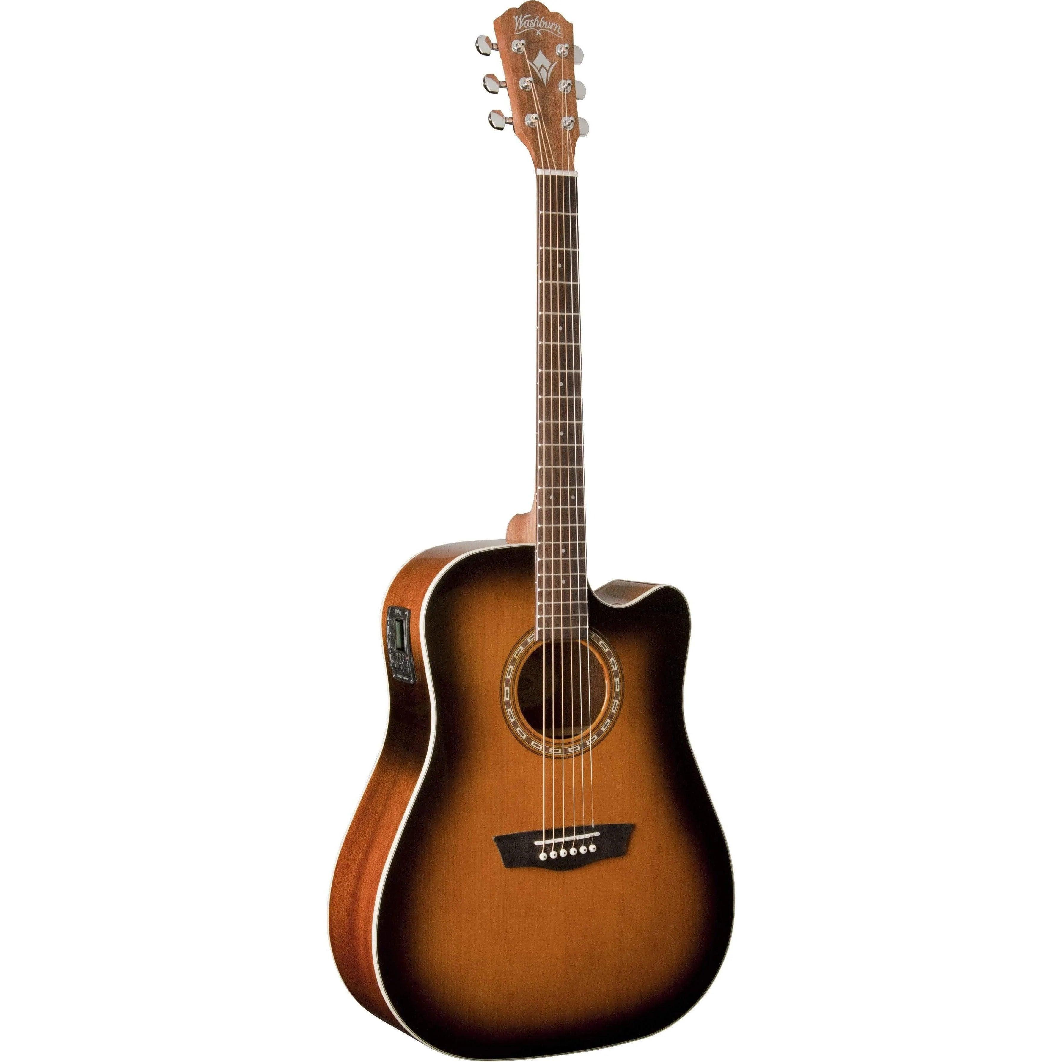 Washburn WD7SCEATB Semi-Acoustic Guitar - Antique Tobacco Burst (Discontinued) - MusicMajlis