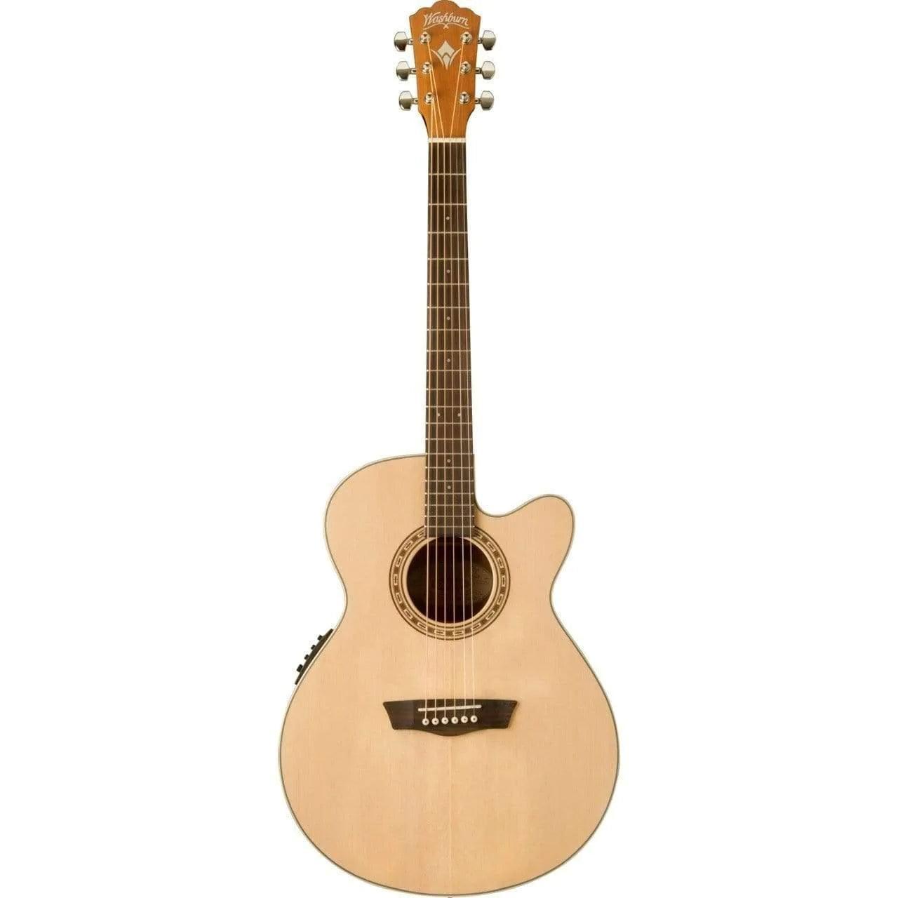 Washburn WG7SCE Grand Auditorium Semi-Acoustic Guitar - Natural (Discontinued) - MusicMajlis