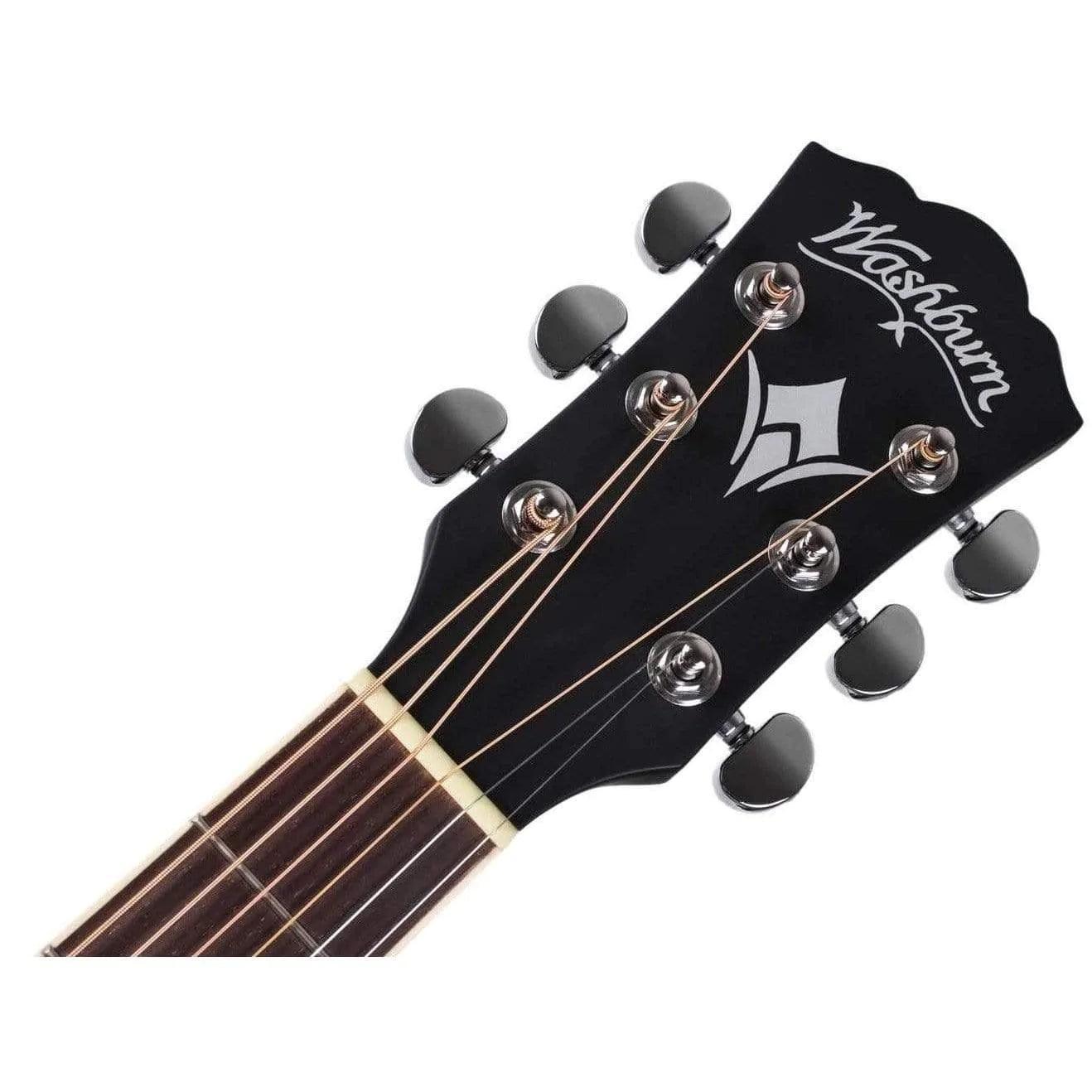 Washburn WJ7SCEBM Jumbo Semi-Acoustic Guitar - Black Matte - MusicMajlis