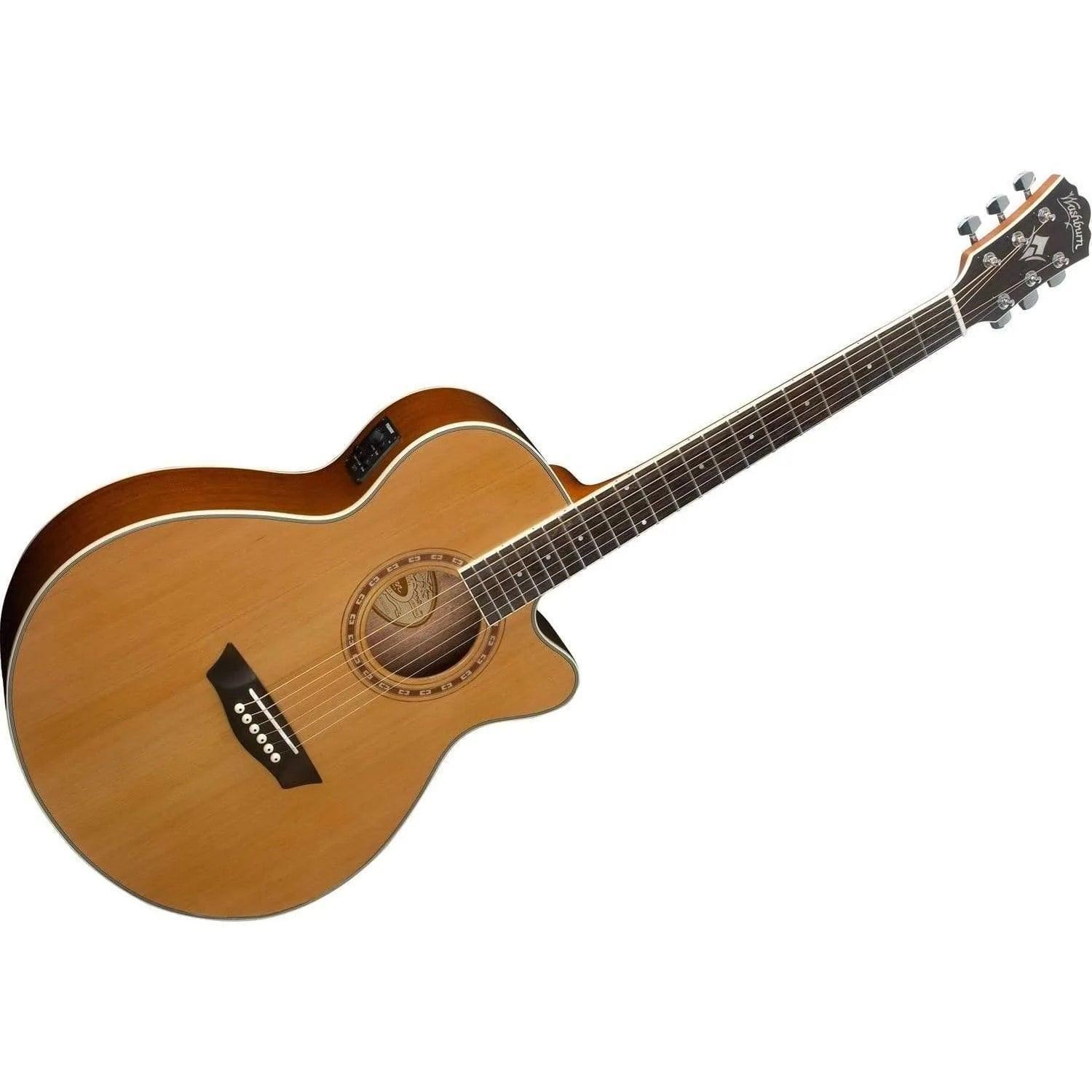 Washburn WMJ11SCE Mini Jumbo Semi-Acoustic Guitar - Natural (Display Piece) - MusicMajlis